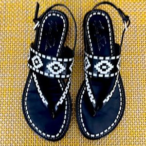 Marc Fisher, black and white Aztec sandal size 7 1/2 price $100 sale price $50